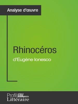cover image of Rhinocéros d'Eugène Ionesco (Analyse approfondie)